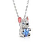 Bortwide Hug Me "Smart French Bulldog" Heart Cut Sterling Silver Necklace