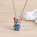 Bortwide Hug Me "Smart French Bulldog" Heart Cut Sterling Silver Necklace