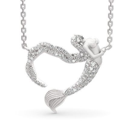 Bortwide "Ocean's Light" Sterling Silver Mermaid Gift Necklace for Valentine's Day