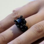 Bortwide Black Tone Princess Cut Sterling Silver Skull Ring