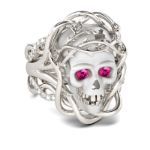 Bortwide 3PC Round Cut Sterling Silver Skull Ring