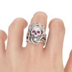 Bortwide 3PC Round Cut Sterling Silver Skull Ring