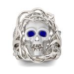 Bortwide 3PC Round Cut Sterling Silver Skull Ring