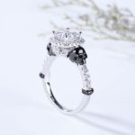 Bortwide Halo Cushion Cut Sterling Silver Skull Ring