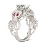 Bortwide Octopus Radiant Cut Sterling Silver Skull Ring