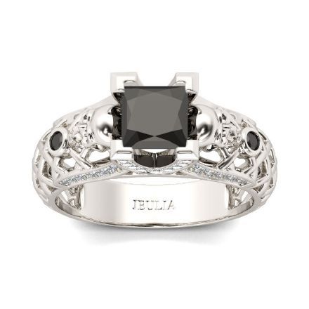 Bortwide Hollow Princess Cut Sterling Silver Skull Ring