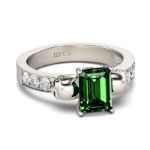 Bortwide Two Skull Emerald Cut Sterling Silver Ring