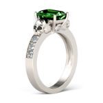 Bortwide Two Skull Emerald Cut Sterling Silver Ring