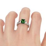 Bortwide Two Skull Emerald Cut Sterling Silver Ring