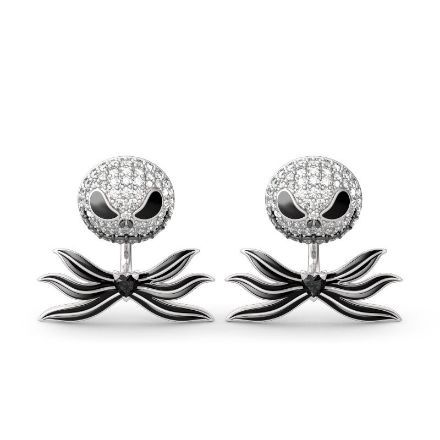 Bortwide "Bat Bow Tie" Skull Heart Cut Sterling Silver Earrings