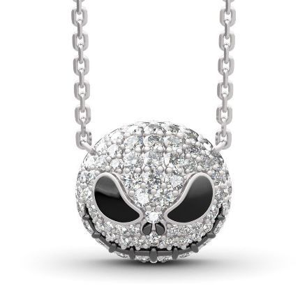 Bortwide "Pumpkin King" Skull Design Sterling Silver Necklace