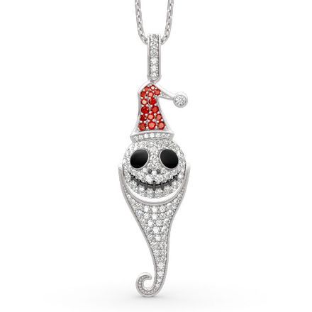 Bortwide "Christmas Hat Skull" Sterling Silver Necklace