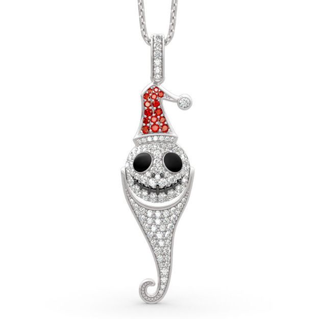 Bortwide "Christmas Hat Skull" Sterling Silver Necklace