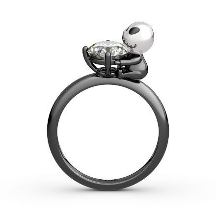 Bortwide Hug Me "Pumpkin King" Skull Design Round Cut Sterling Silver Ring