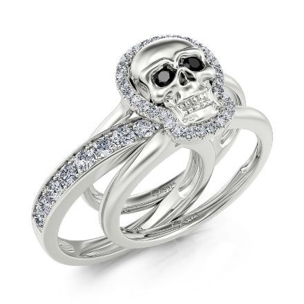 Bortwide "Undying Soul" Skull Design Sterling Silver Interchangeable Ring Set