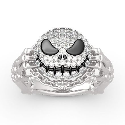 Bortwide "Pumpkin King" Skull Design Sterling Silver Ring