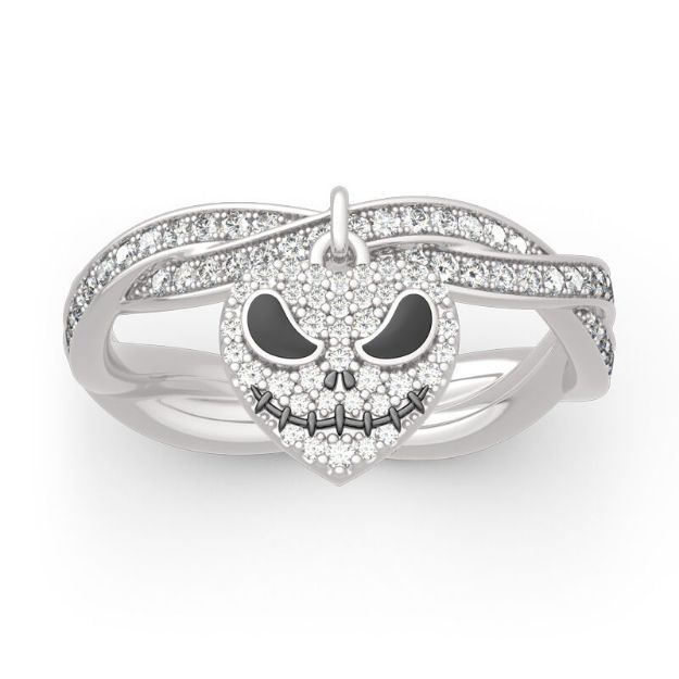 Bortwide "Pumpkin King" Heart Twist Design Sterling Silver Skull Ring