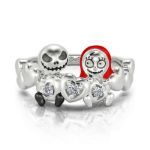 Bortwide "Magic of Love" Skull Couple Round Cut Sterling Silver Ring