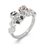 Bortwide "Magic of Love" Skull Couple Round Cut Sterling Silver Ring