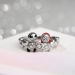 Bortwide "Magic of Love" Skull Couple Round Cut Sterling Silver Ring