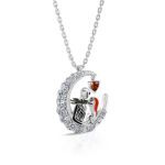 Bortwide "Everlasting Love" Skull Couple Heart Cut Sterling Silver Necklace