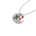 Bortwide "Everlasting Love" Skull Couple Heart Cut Sterling Silver Necklace