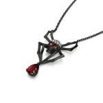 Bortwide Black Tone Spider with Skull Head Sterling Silver Necklace