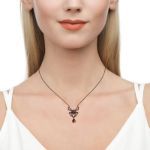 Bortwide Black Tone Spider with Skull Head Sterling Silver Necklace