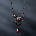 Bortwide Black Tone Spider with Skull Head Sterling Silver Necklace