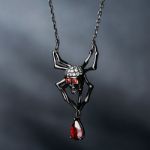 Bortwide Black Tone Spider with Skull Head Sterling Silver Necklace