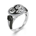 Bortwide "Treasures Love" Skull Couple Two Tone Sterling Silver Ring