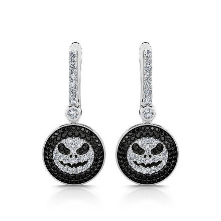 Bortwide "Pumpkin King" Skull Design Sterling Silver Drop Earrings