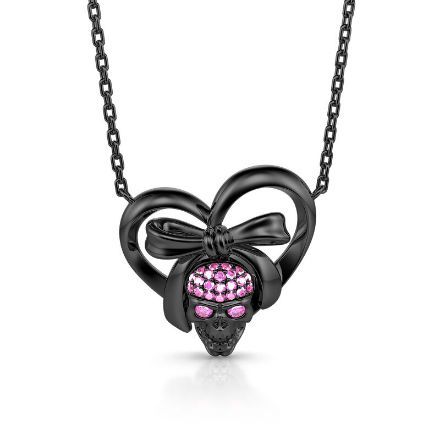 Bortwide "Romantic Darkness" Skull Sterling Silver Necklace