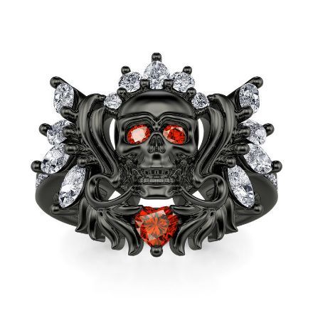 Bortwide "My Queen" Skull Design Wings Sterling Silver Ring