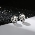 Bortwide "Skeleton Knight" Skull Design Sterling Silver Stud Earrings