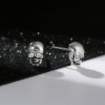 Bortwide "Skeleton Knight" Skull Design Sterling Silver Stud Earrings