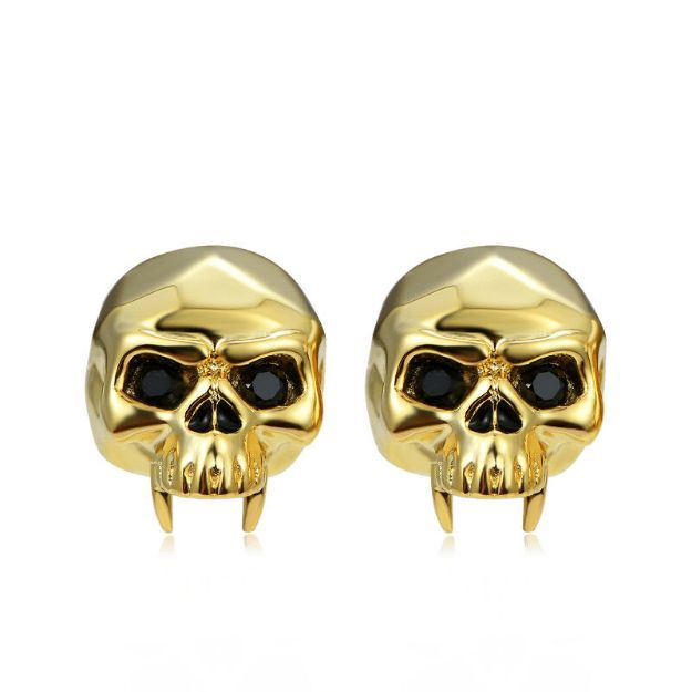 Bortwide "Dark Phantom" Skull Design Sterling Silver Stud Earrings