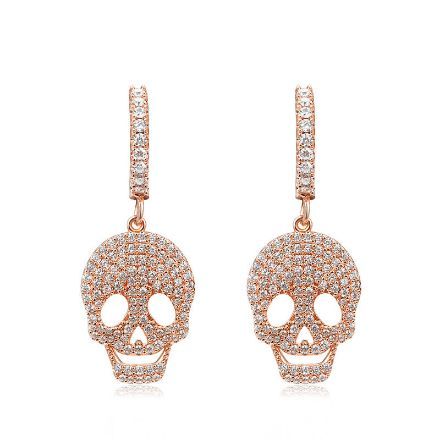 Bortwide "Sugar Skull" Sterling Silver Drop Earrings