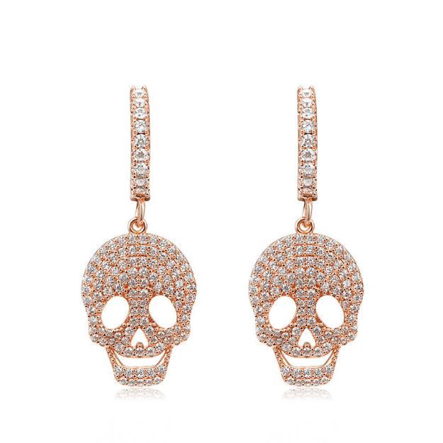 Bortwide "Sugar Skull" Sterling Silver Drop Earrings