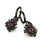 Bortwide "Burning Ghost" Skull Flame Sterling Silver Earrings