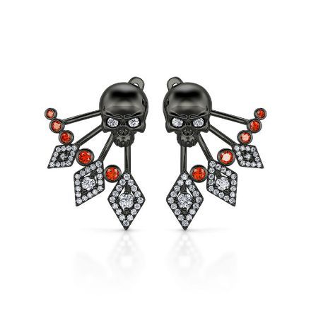 Bortwide "Rebellion" Skull Design Sterling Silver Ear Jackets