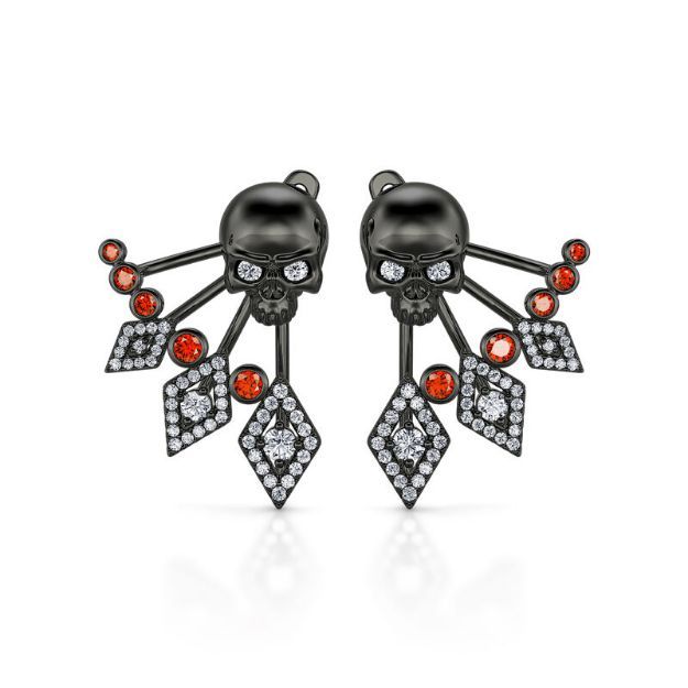 Bortwide "Rebellion" Skull Design Sterling Silver Ear Jackets