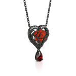 Bortwide "Never Ending Love" Skeleton Hands & Rose Sterling Silver Necklace