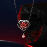 Bortwide "Never Ending Love" Skeleton Hands & Rose Sterling Silver Necklace