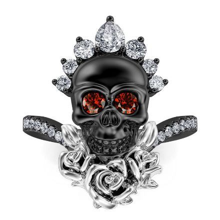 Bortwide "My Queen" Skull&Rose Sterling Silver Ring