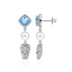 Bortwide "Departed Soul" Sugar Skull Cultured Pearl Sterling Silver Earrings