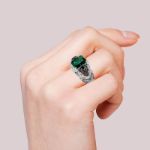 Bortwide "Intricate Beauty" Skull Butterfly Design Emerald Cut Sterling Silver Ring