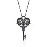 Bortwide "Never Ending Love" Skull Key Design Sterling Silver Necklace