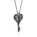 Bortwide "Never Ending Love" Skull Key Design Sterling Silver Necklace