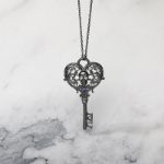 Bortwide "Never Ending Love" Skull Key Design Sterling Silver Necklace